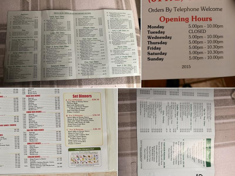 Caistor Chinese Menu
