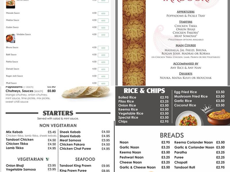 The Maharaj Menu