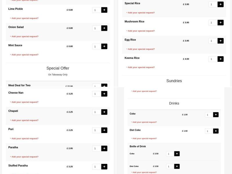 Akash Restaurant & Takeaway Grays Menu
