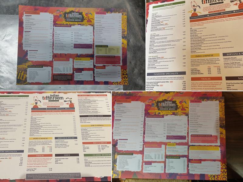 Indian Tiffin Room Menu