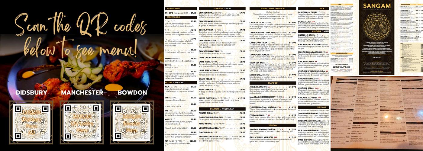 SANGAM DIDSBURY Menu