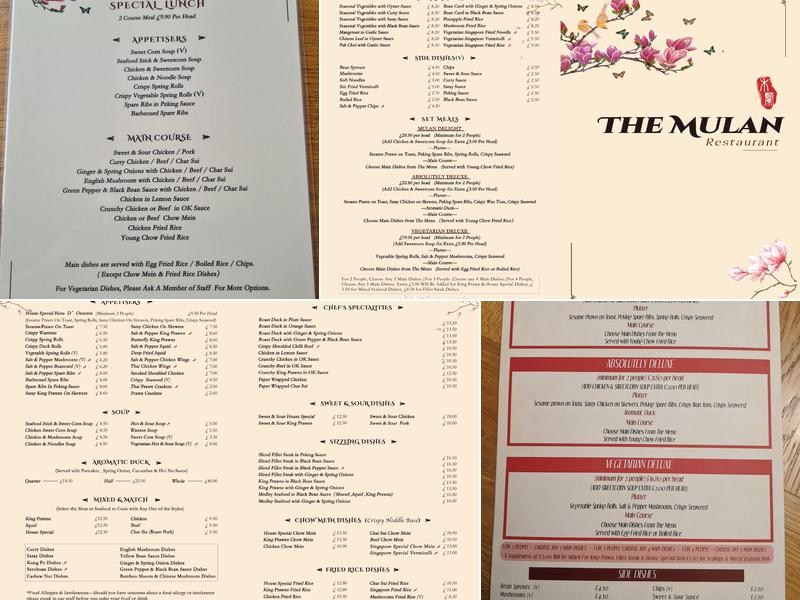 The Mulan Menu