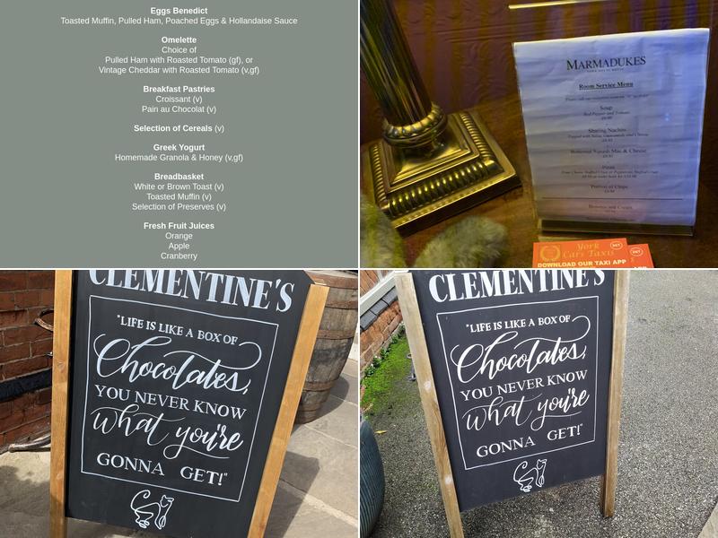 Clementine's Town House Hotel Menu