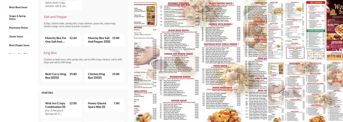 WOK INN Chinese Takeaway Menu