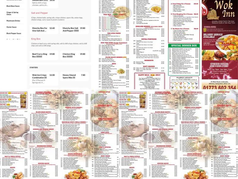 WOK INN Chinese Takeaway Menu