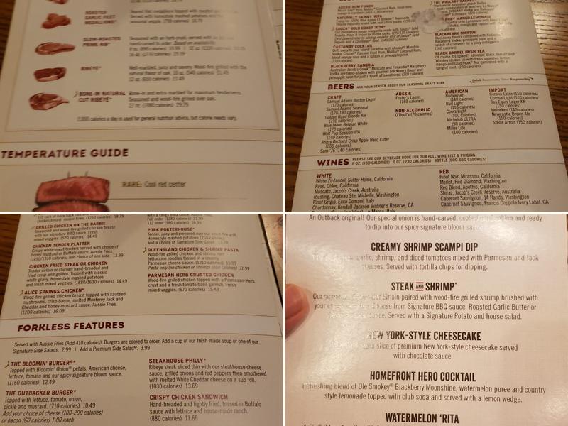Outback Steakhouse Menu