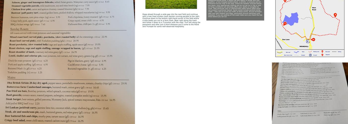 The Hand & Trumpet Menu