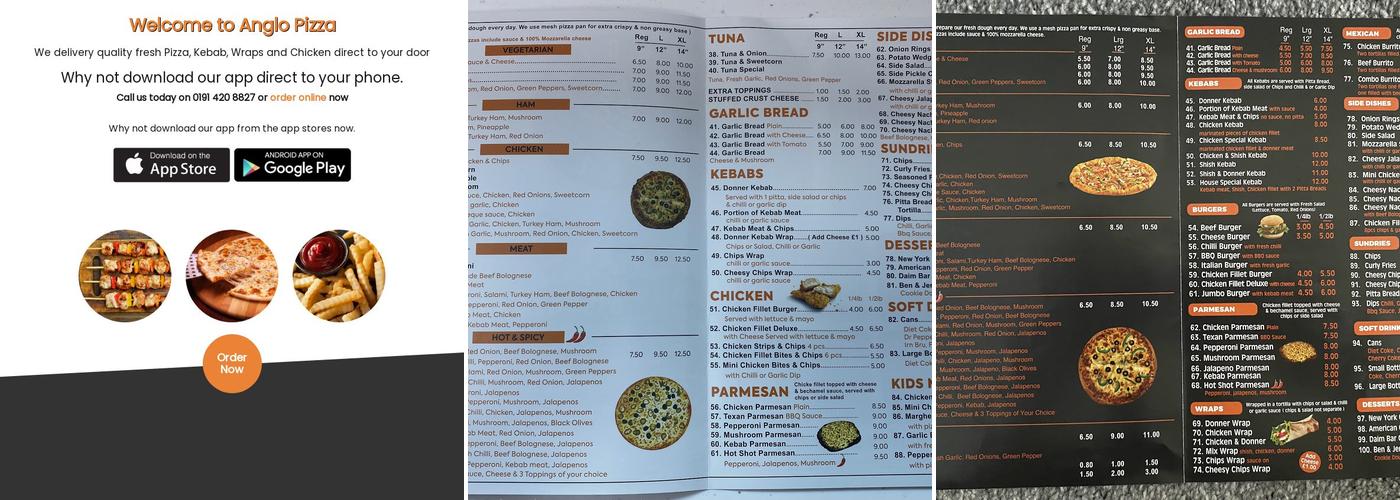 Anglo Pizza- Low Fell Menu