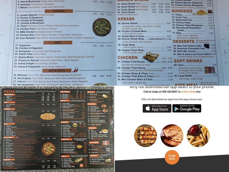 Anglo Pizza- Low Fell Menu