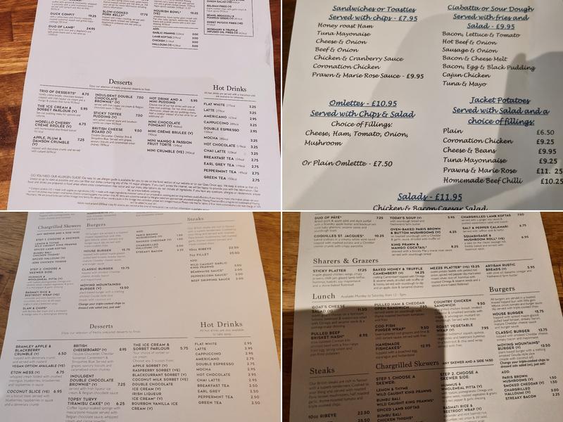 Chimneys Hooton Wirral Menu