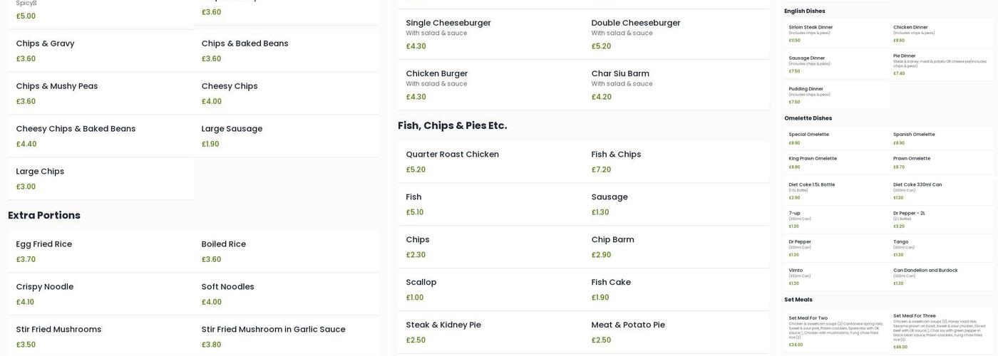 New Summer Palace Ltd Menu