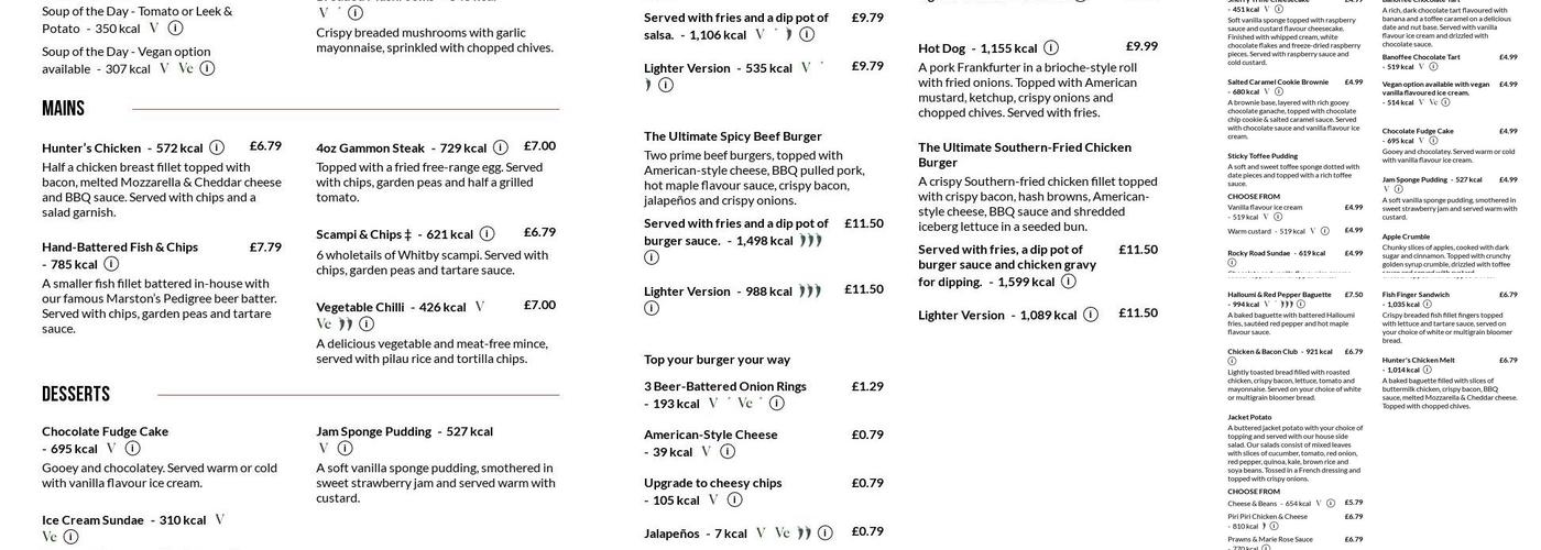 Wrottesley Arms Menu