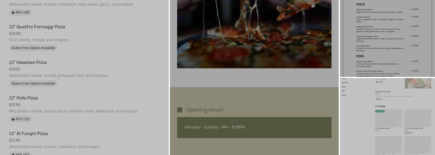 Piccolo Restaurant Hove Menu