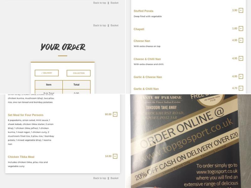 Taste of Paradise Menu