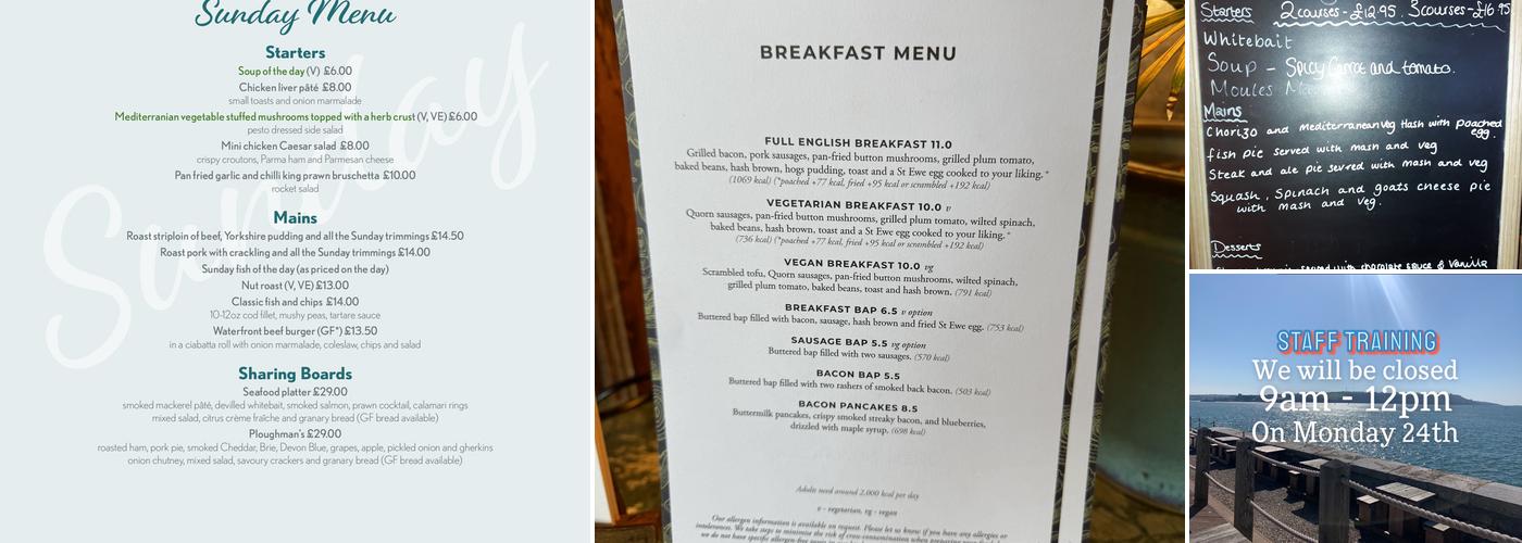 The Waterfront, Plymouth Menu