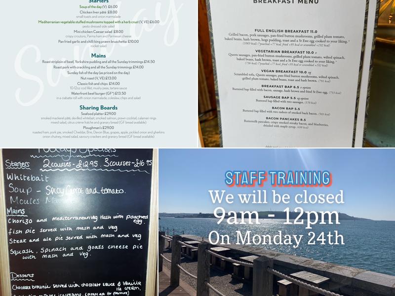 The Waterfront, Plymouth Menu