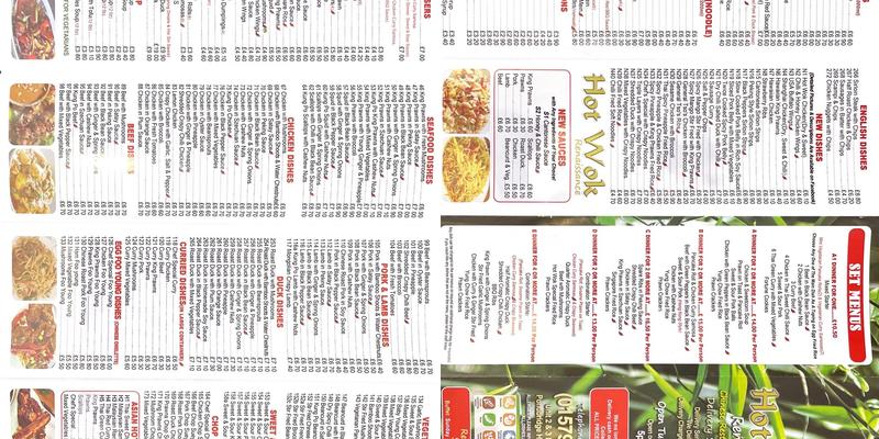 Takeaway Restaurant Menu