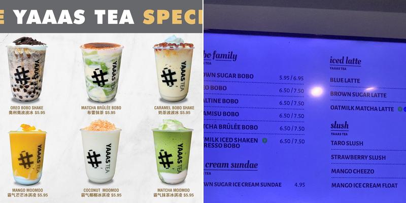 YAAAS TEA Farmingdale Menu