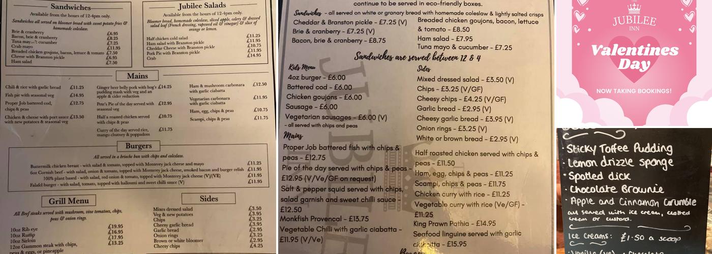 Jubilee Inn Menu