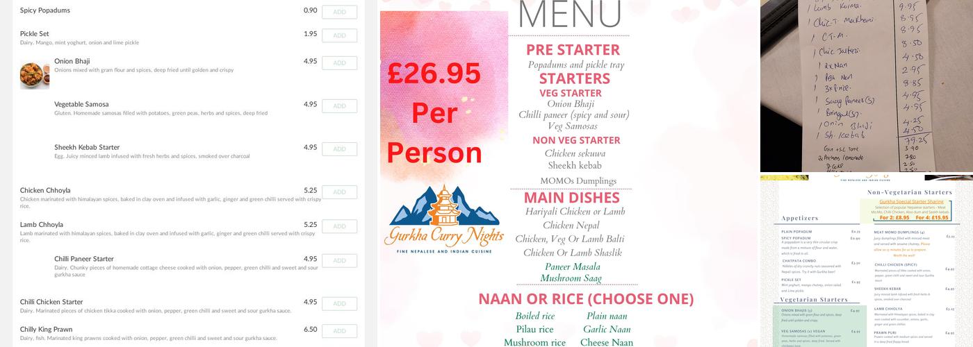 Gurkha Curry Nights Menu