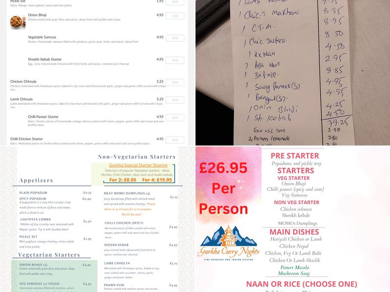Gurkha Curry Nights Menu