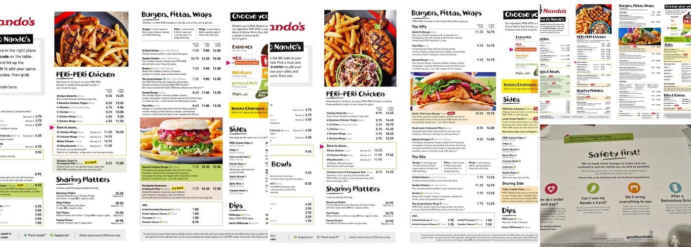 Nando's Sheffield - Valley Centertainment Menu