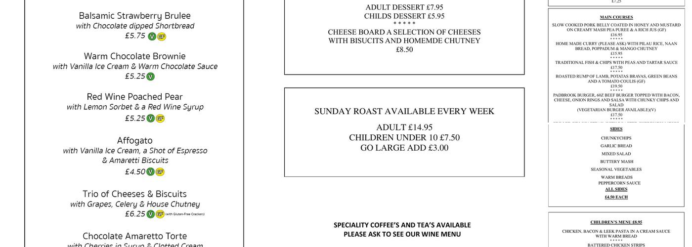 Ripleys Restaurant Menu