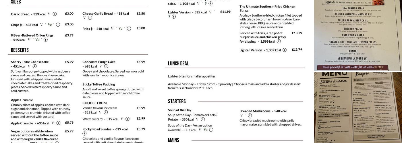 Waterloo Cross Menu