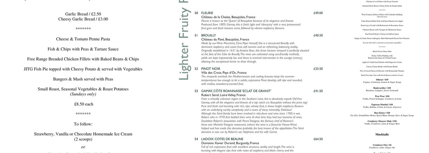 Jack in the Green Inn Menu