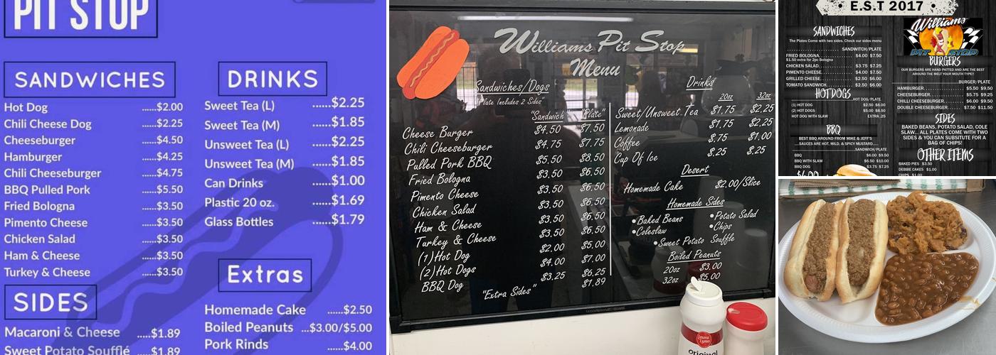 Williams Pit Stop Menu