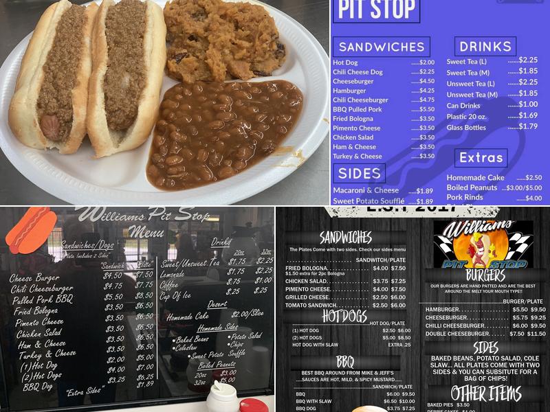 Williams Pit Stop Menu