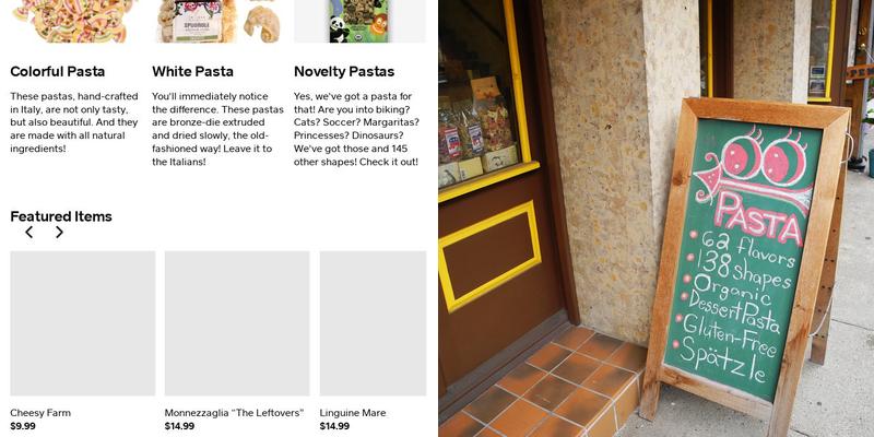 Pasta Perfetta Menu