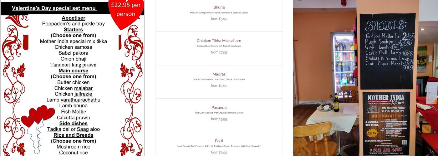 Mother India Kitchen Menu