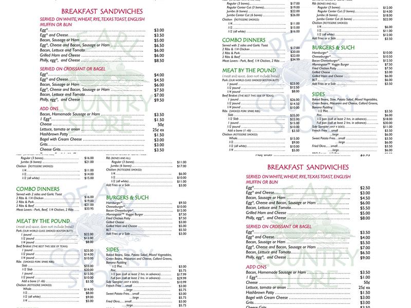 Pearl Country Store & Barbecue Menu