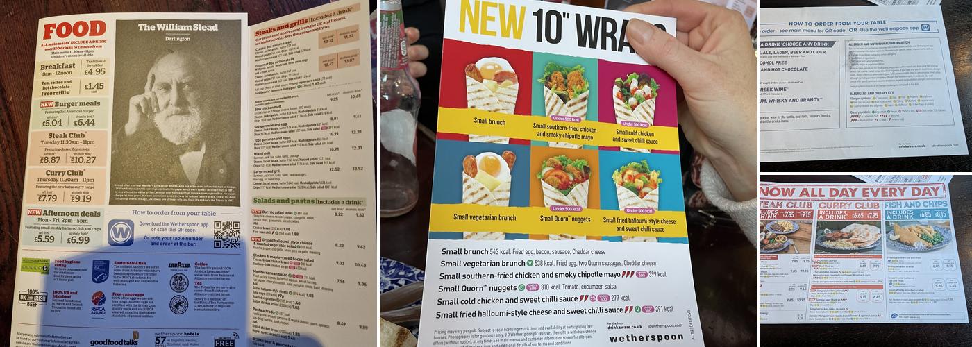 The William Stead - JD Wetherspoon Menu