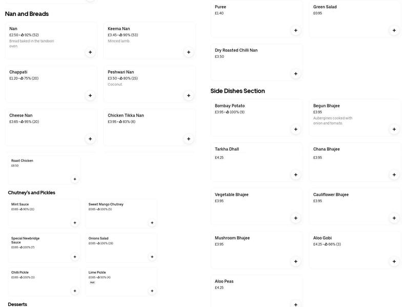 Newbridge Tandoori Menu
