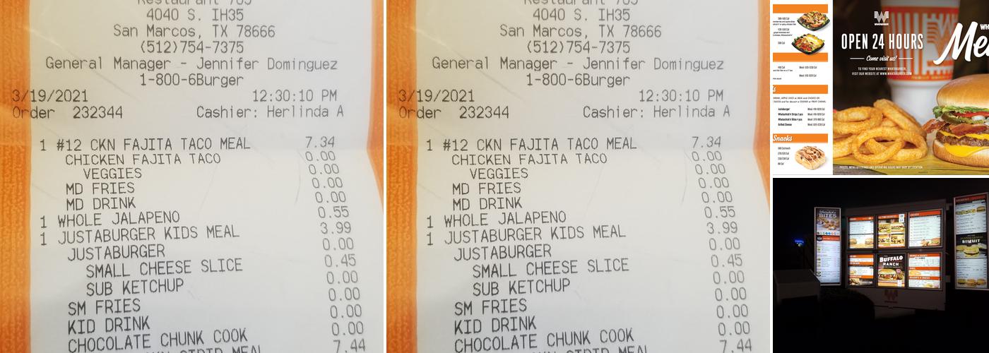 Whataburger Menu