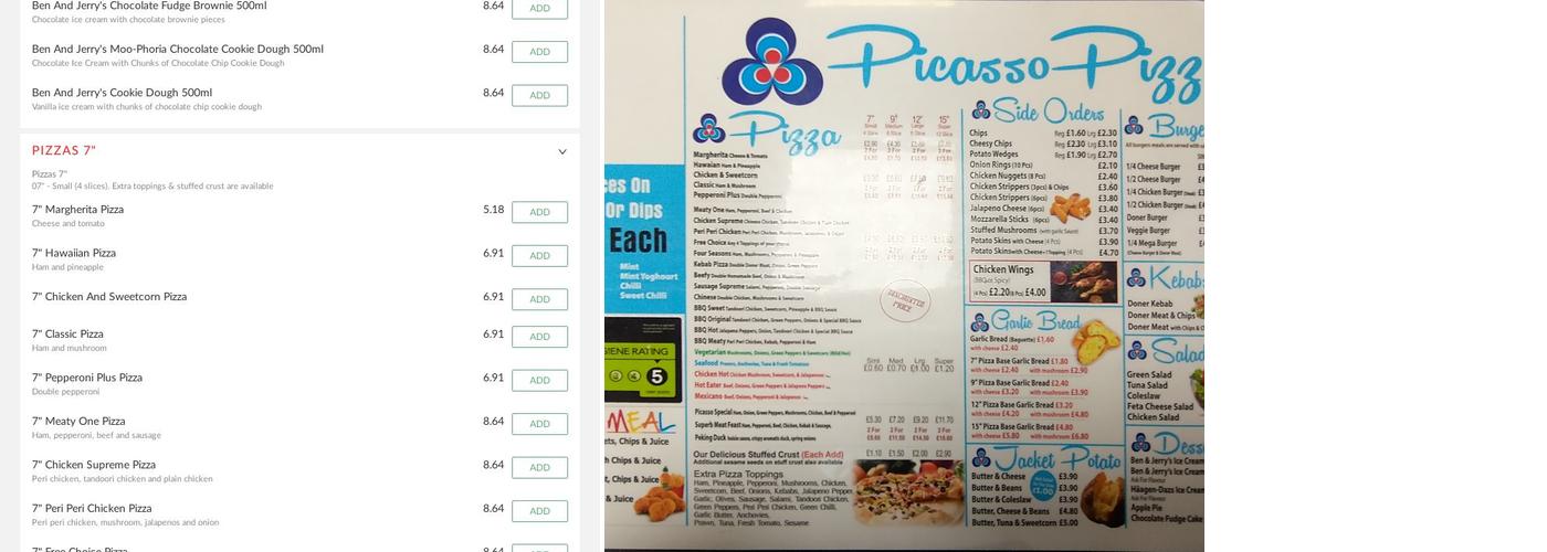 PICASSO PIZZA Menu