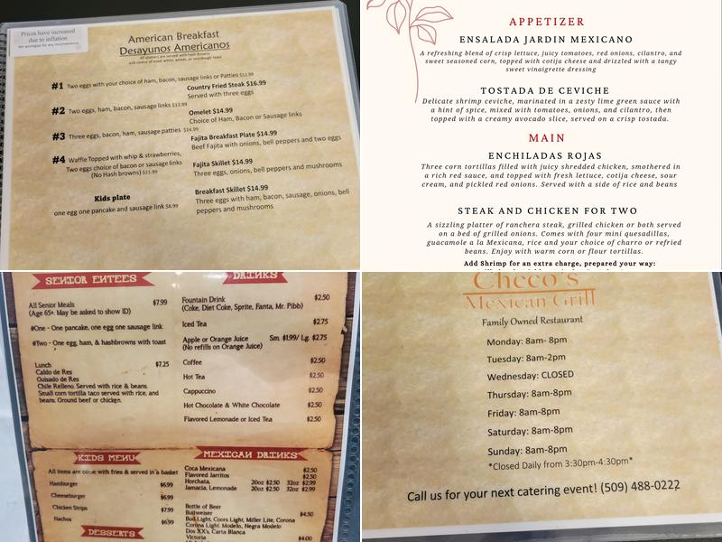 Checos Mexican Cuisine (Under new management) Menu