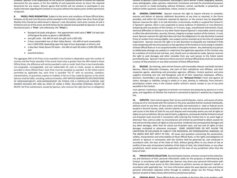 Deer Valley Cafe Menu