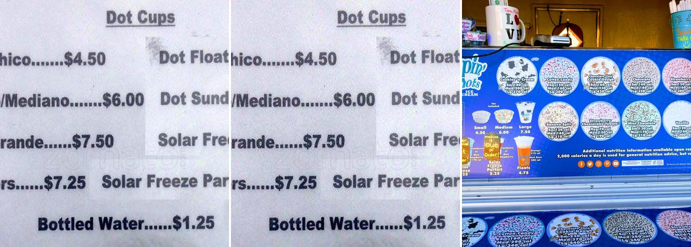 Dippin' Dots Menu