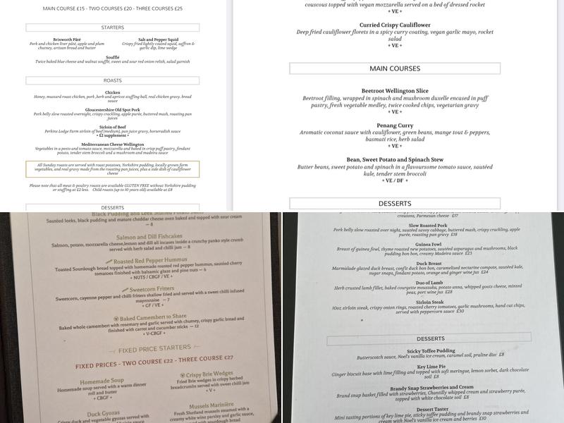 The Folly Inn Menu