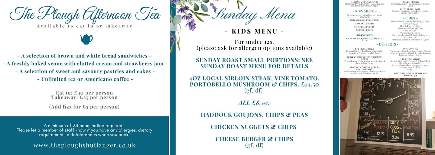 The Plough At Shutlanger Menu
