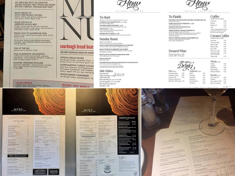 The Walnut Tree Inn Menu