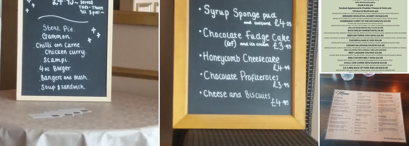 Britannia Inn Halkyn Menu