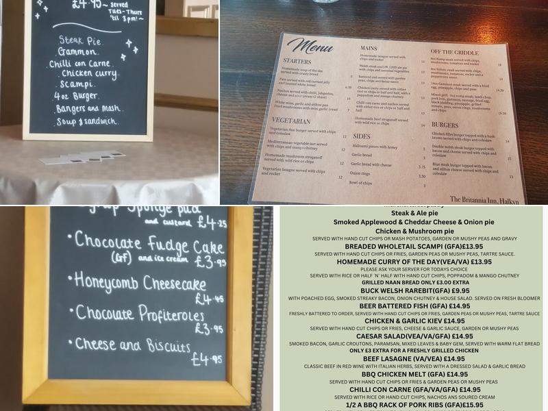 Britannia Inn Halkyn Menu