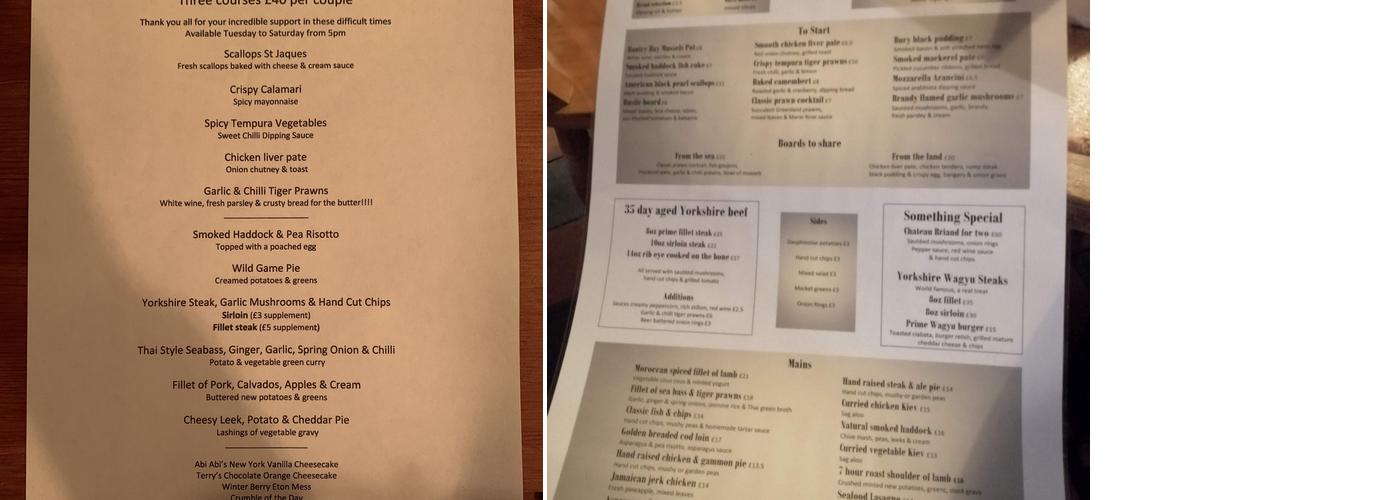 The White Horse Inn Menu