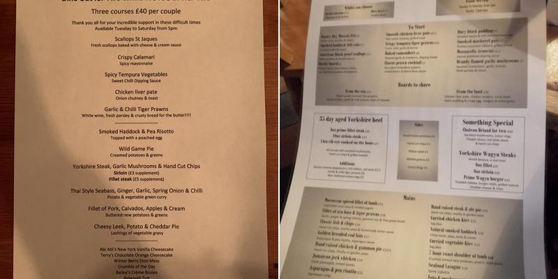 The White Horse Inn Menu