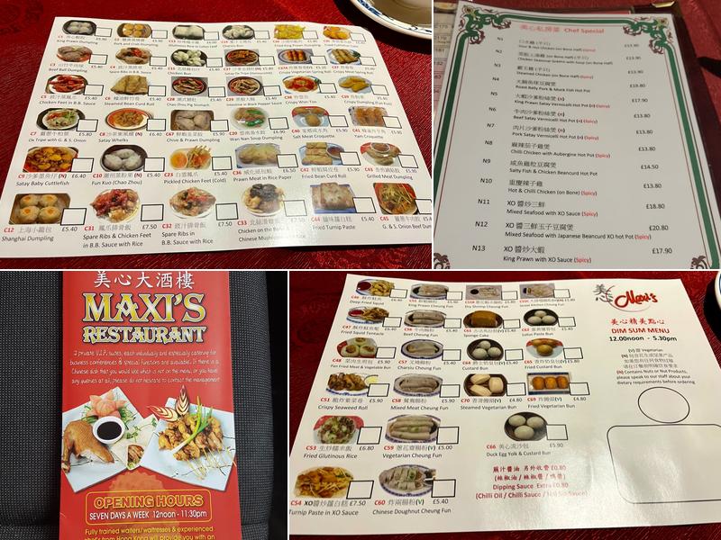 Maxi's Chinese Restaurant Menu