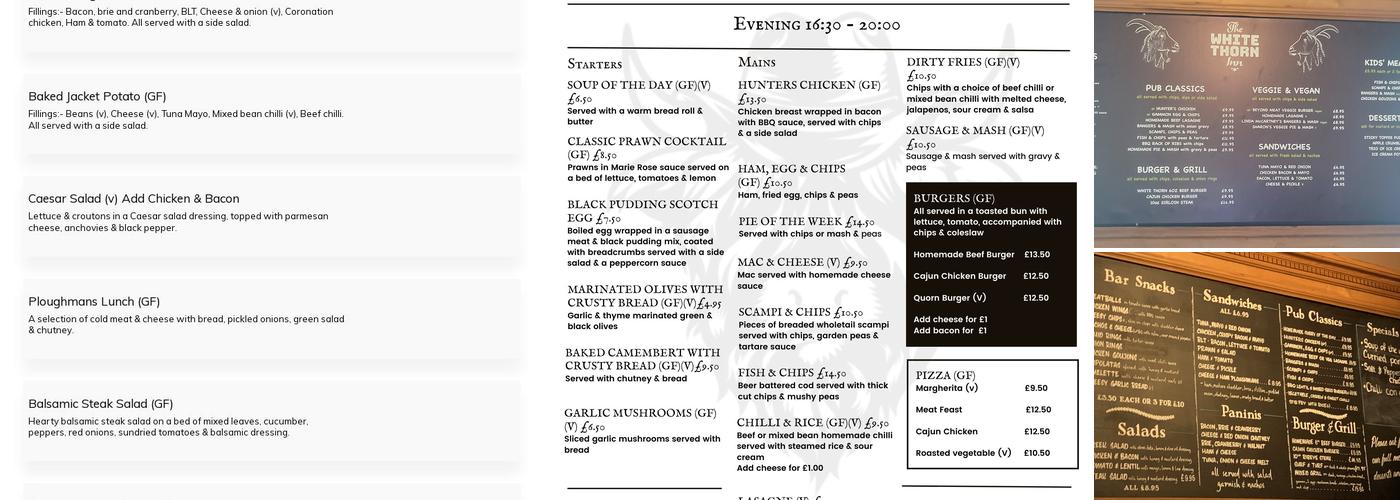 The White Thorn Inn Menu